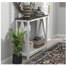Farmhouse Entryway Console Table 39.3" - Dark Oak 5B-1