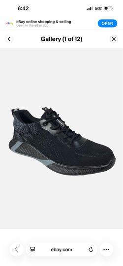 Men's 13 Safety Toe Work Sneakers Lightweight Breathable Mesh Black Gray