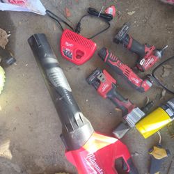 Milwaukee Bundle\/ RivetGun, Impact, Blower,Multi-tool