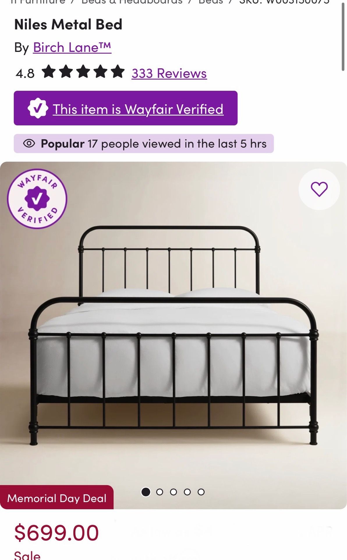 Queen Niles Metal Bed Frame