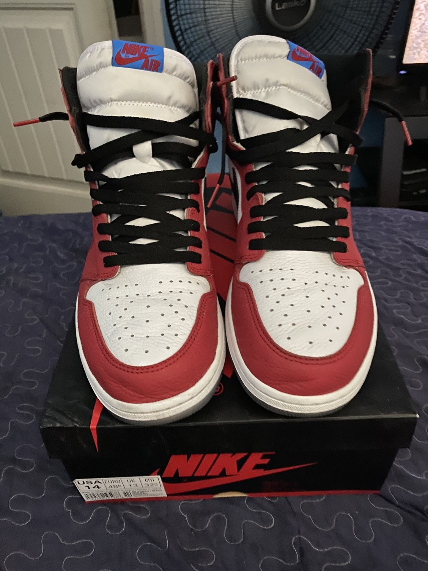 Jordan 1 Origin Story (Spiderman) sz 14 OBO