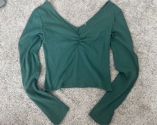 Pacsun Green Ribbed Long Sleeve