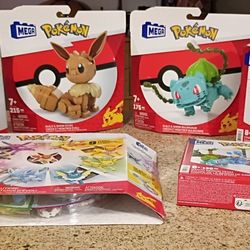 6- Brand New Pokemon/ Mega Building Sets 
