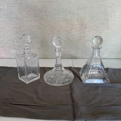 (3) Cut Crystal Decanters With Stoppers