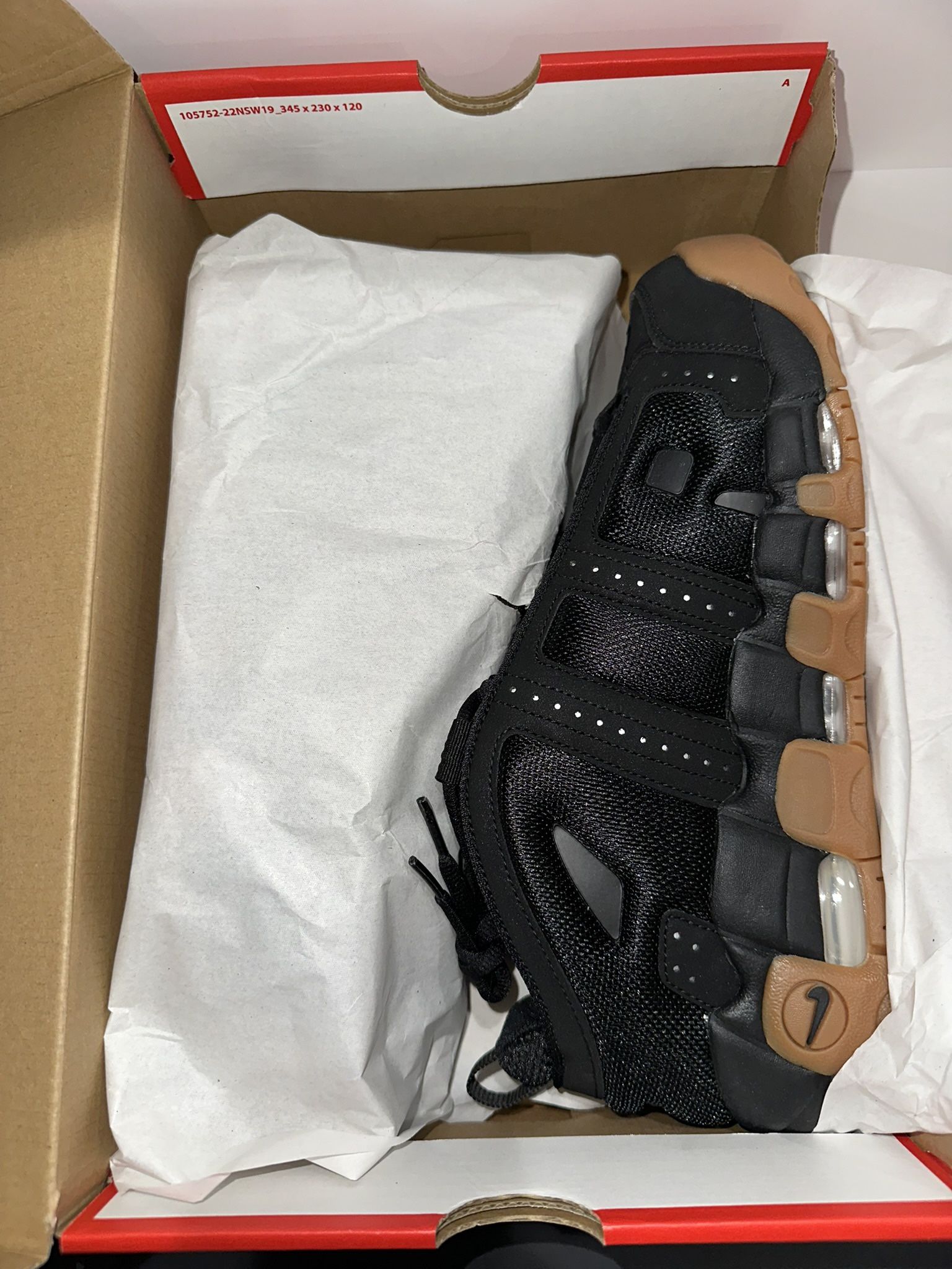 Nike Air More Uptempo Low Black Gum Size 9.5