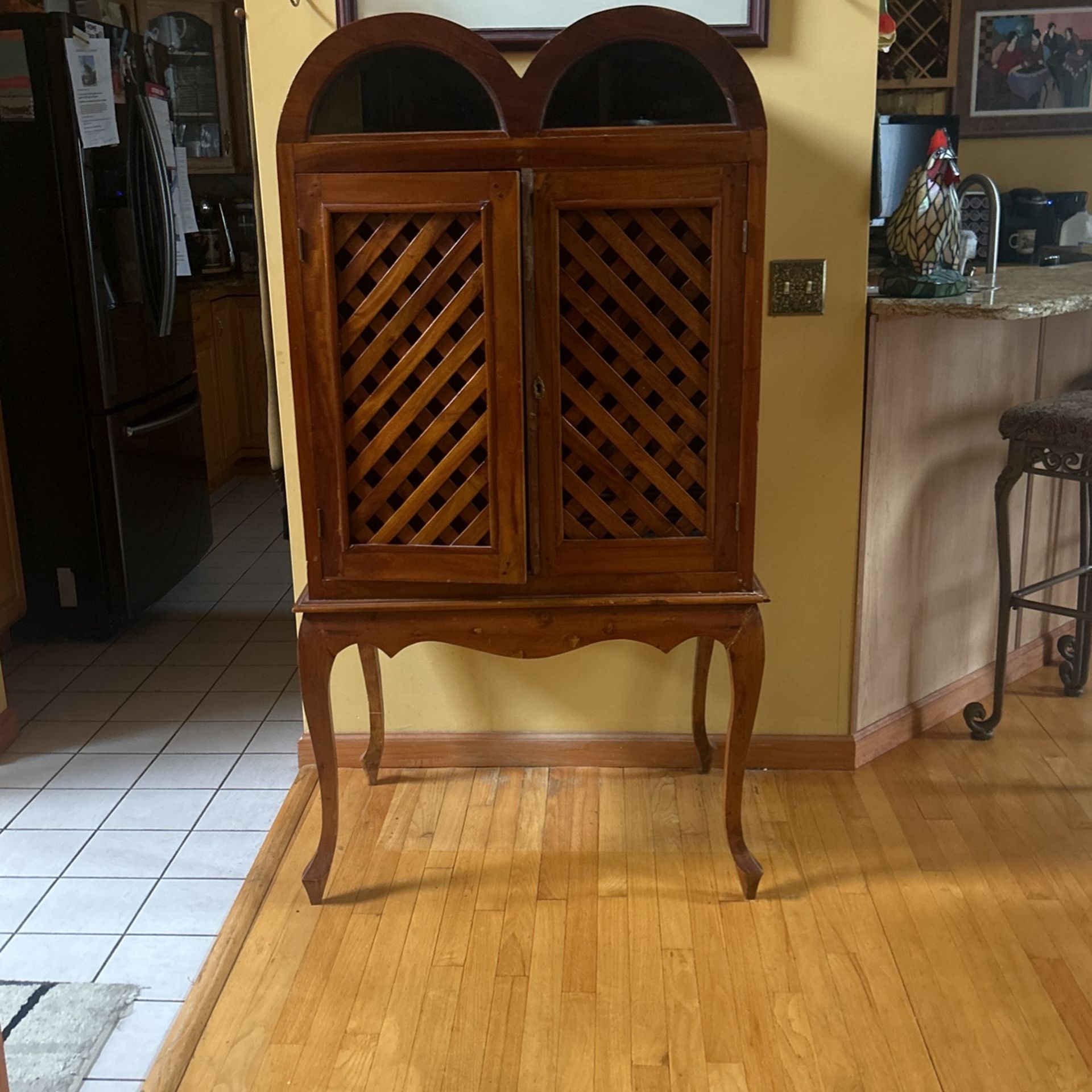 Vintage Cupboard With Beveled Glass