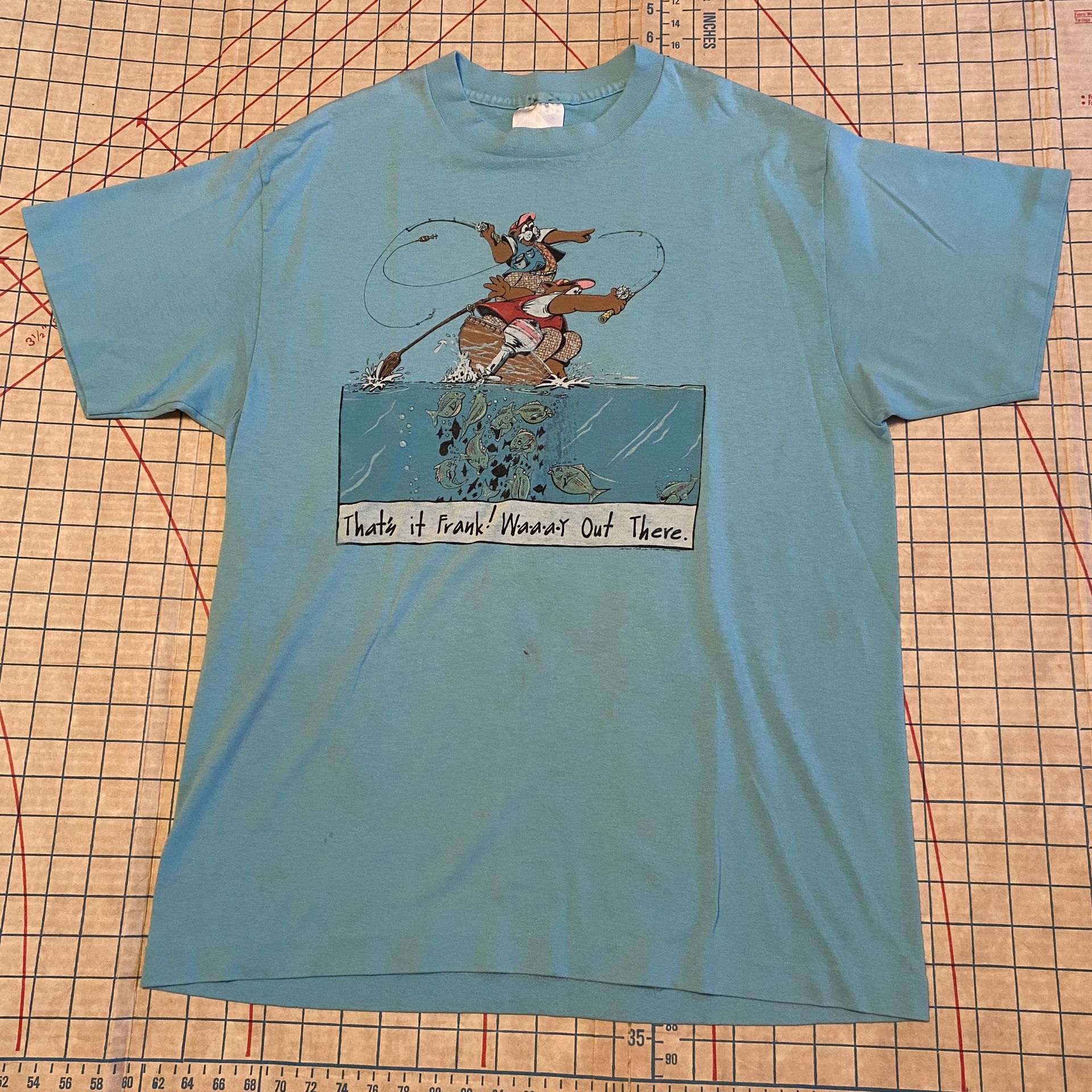Vintage 80’s Fishing Comic Funny T-Shirt Fish Boat Humor Single Stitch Size L