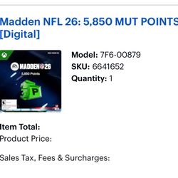 Madden 26 5,850 MUT Points Xbox Series X/S