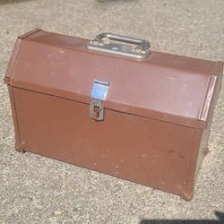 Vintage Nice Brown Toolbox With Tray 