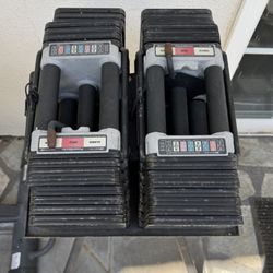 Powerblocke Adjustable dumbbells (15-90 lbs) + Stand