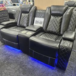 No Credit Needed Brand New Black Electric Recliner Sofa Loveseat Special