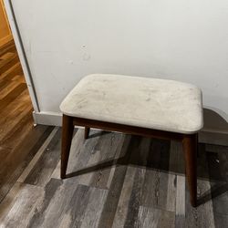 Small Upholstered Stool with Wooden Legs