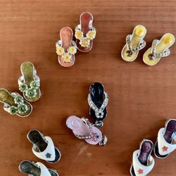 Flip-Flop Sandal Charms Flower Star Bracelet Pendant (Matching 6 Pairs, 12 Pcs.)