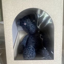 Takashi Murakami Flowers & Skulls Jacquard Denim Teddy Bear Rare Kaikai Kiki