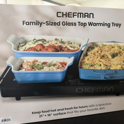 Chefman Family Size Glass Warming Tray New