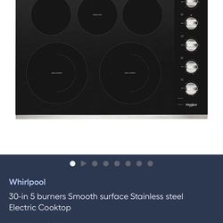 Whirlpool 30-in 5 burners Smooth surface Stainless steel Electric Cooktop