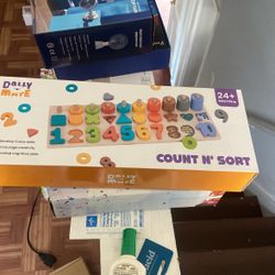 QZMTOY Wooden Montessori Toys for Kids, Toddler Number Puzzles Sorter Counting Shape Stacker Stacking Game Preschool Toys for Boy Girl Learning Educat