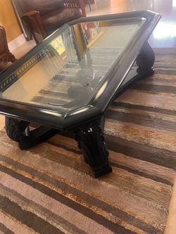 Elegant, solid wood glass of coffee table