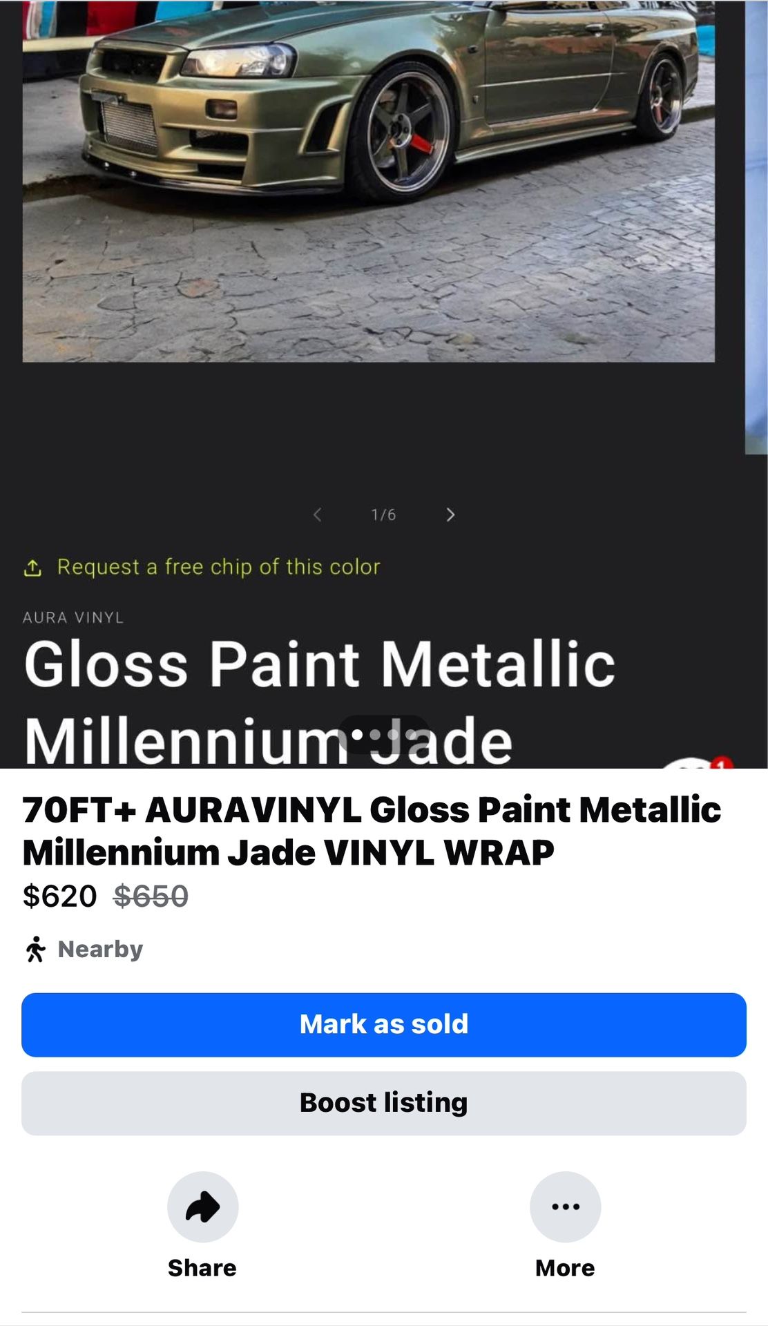 70FT+ AURAVINYL Gloss Paint Metallic Millennium Jade VINYL WRAP