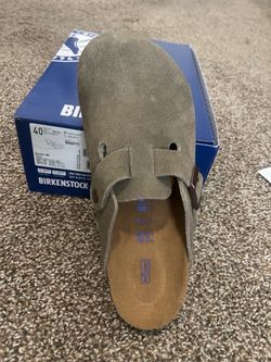Birkenstock Boston Taupe Suede Clogs