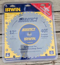 NEW Irwin Brand 40T 12" Marathon Saw Blade