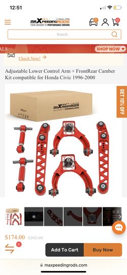 MaxSpeedingRods LCA’s Front/Rear Camber Kit Civic 96-00 EJ8 EM1 EK9