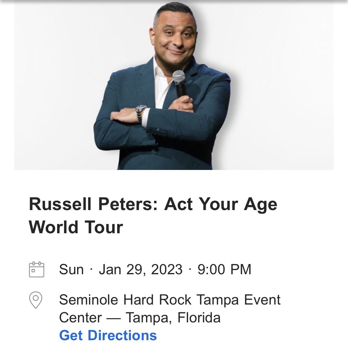4 Tickets To Russell Peters Act Your Age World Tour