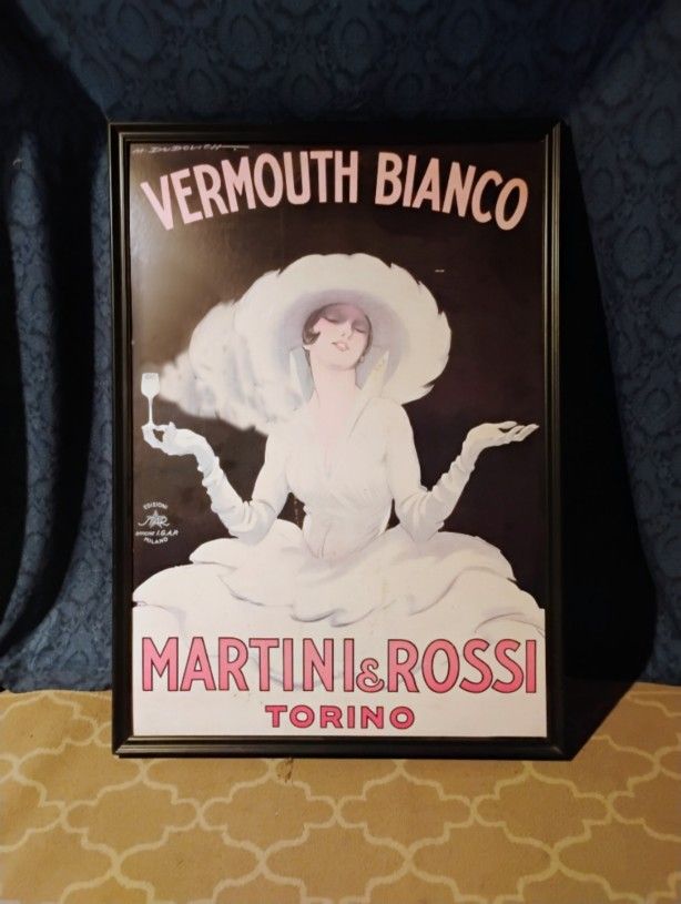 Poster Martini & Rossi Vermouth Bianco Framed Art - Vintage Artwork Print 36x50