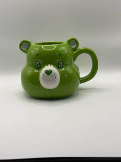 Silver Buffalo Care Bears Good Luck Bear 3D Sculpted Ceramic Mug 20 oz Large Coffee Cup Figural Green Clover