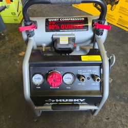 Husky 4.5 Gal. 175 PSI Portable Electric Oil-Free Quiet Twin Stack Jobsite Air Compressor