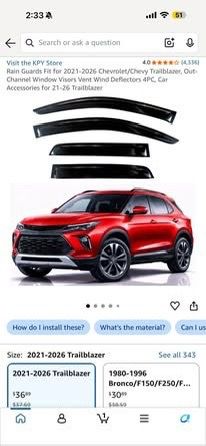 NEW Rain Guards for 2021-2026 Chevrolet Trailblazer