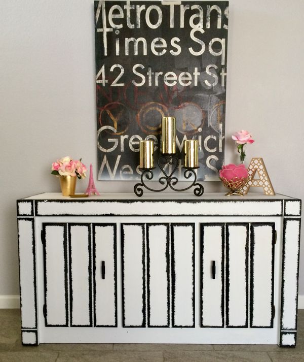 Refinished Distressed Rustic Farmhouse Buffet Dresser For Sale In