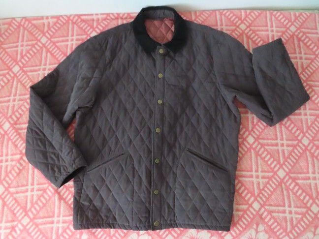 J.PETERMAN MEN'S  Quilted Brown black Field Coat SIZE 2XL, snap closure