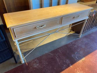 LANE Pine Console Table with Textured Metal Legs