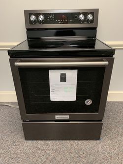 NEW CUSTOMER RETURN KITCHEN AID BLACK STAINLESS CONVECTION OVEN