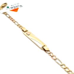 14k Tricolor Gold Bracelet 6” Kids ID With Heart 3.3mm 3.3grams 141301 14