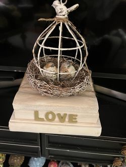 Rustic Bird Cage Nest Love Decor