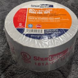 Shurtape AF 099 2-1/2 in. x 60 yd. Silver UL 181A-P/B-FX Printed Aluminum Foil Tape 2.83”   A3)