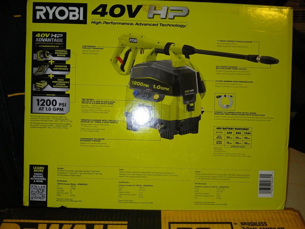 Ryobi 40v HP 1200 Psi Pressure Washer 