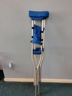 Crutches with covers and pocket