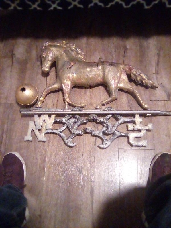 19 cen Copper Vintage Horse Wether Vain 