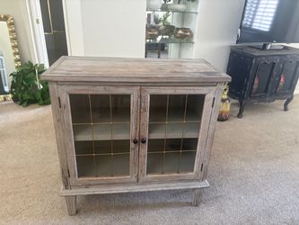 A rustic wooden cabinet