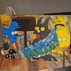 5' X 40" Canvas Simpsons Painting