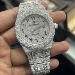 Moissanite wrist watch Men 