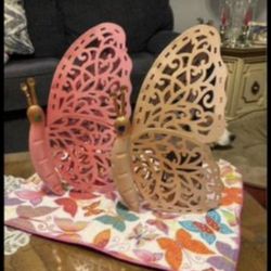 2 Metal Outdoor Butterfly Candle Holders (Candle not included)