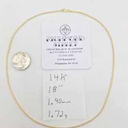 14k gold 18" micro curb link chain