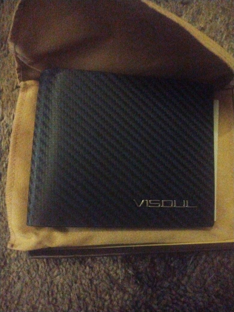 Visoul Black Leather Wallet Red Leather Interior