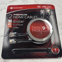 Member's Mark Twin Pack of 9-foot Premium High Speed HDMI Cables
