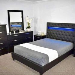 black led lights bedroom set- full, queen, king