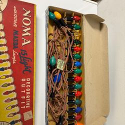 Vtg Made In The USA Lot Of 2 Sets Mazda Lamps, Glolite & Noms Christmas Lights